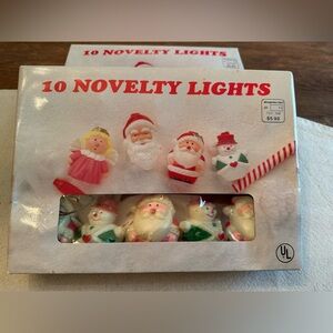 Set of 2 Vintage Blow Mold Santa & Snowman Christmas Lights